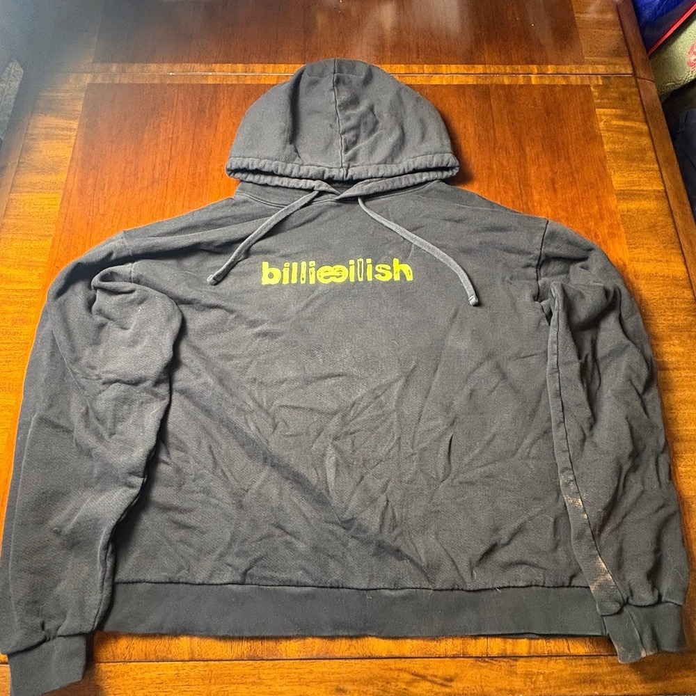 Billie Eilish Happier Than Ever Tour Hoodie Black Graphic Sweatshirt L